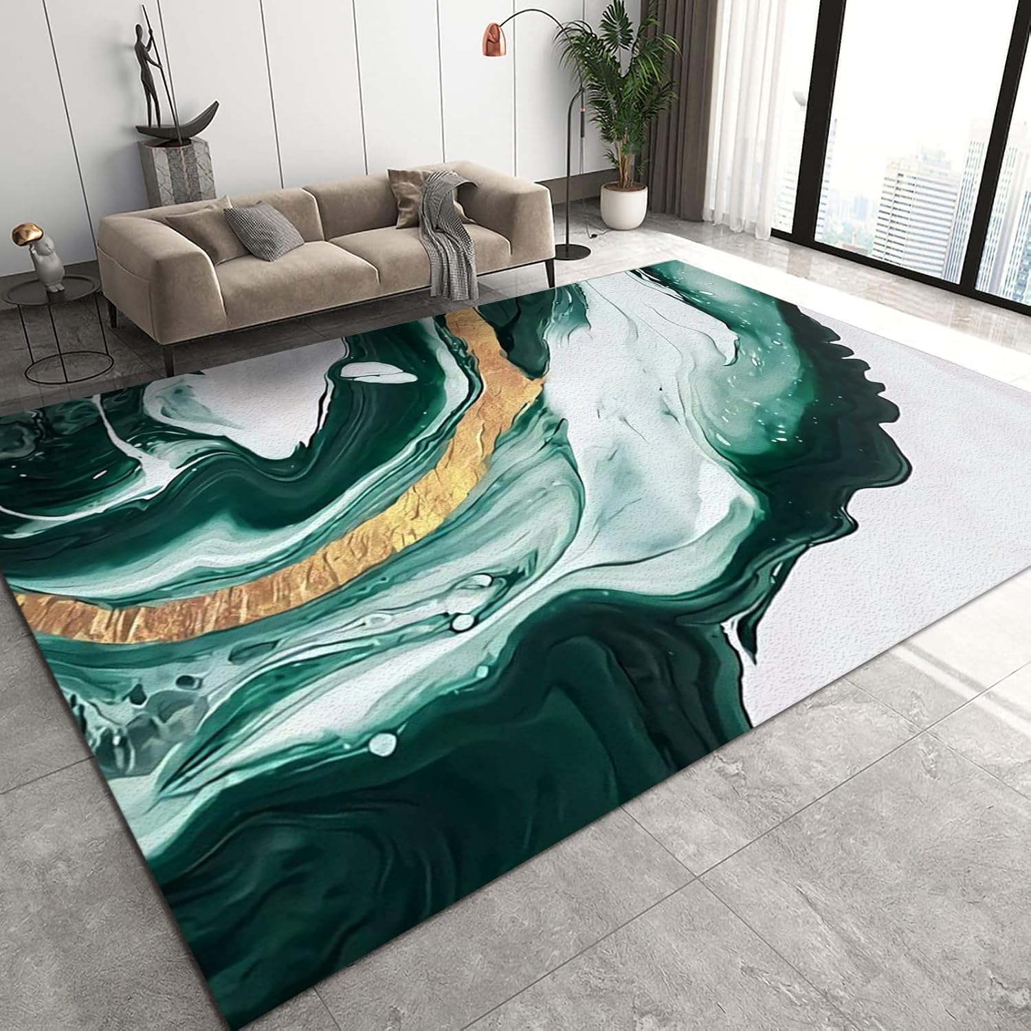 Indoor Carpet 3D Abstract Texture With Stripes 60 X 90 Cm / 23.6 X 35.4 Machine Rug, Stain Resistant, Non-Shed - Eco-Friendly, Non-Slip,Cushioned Softness Family & Pet Friendly Easy Clean -3.93932