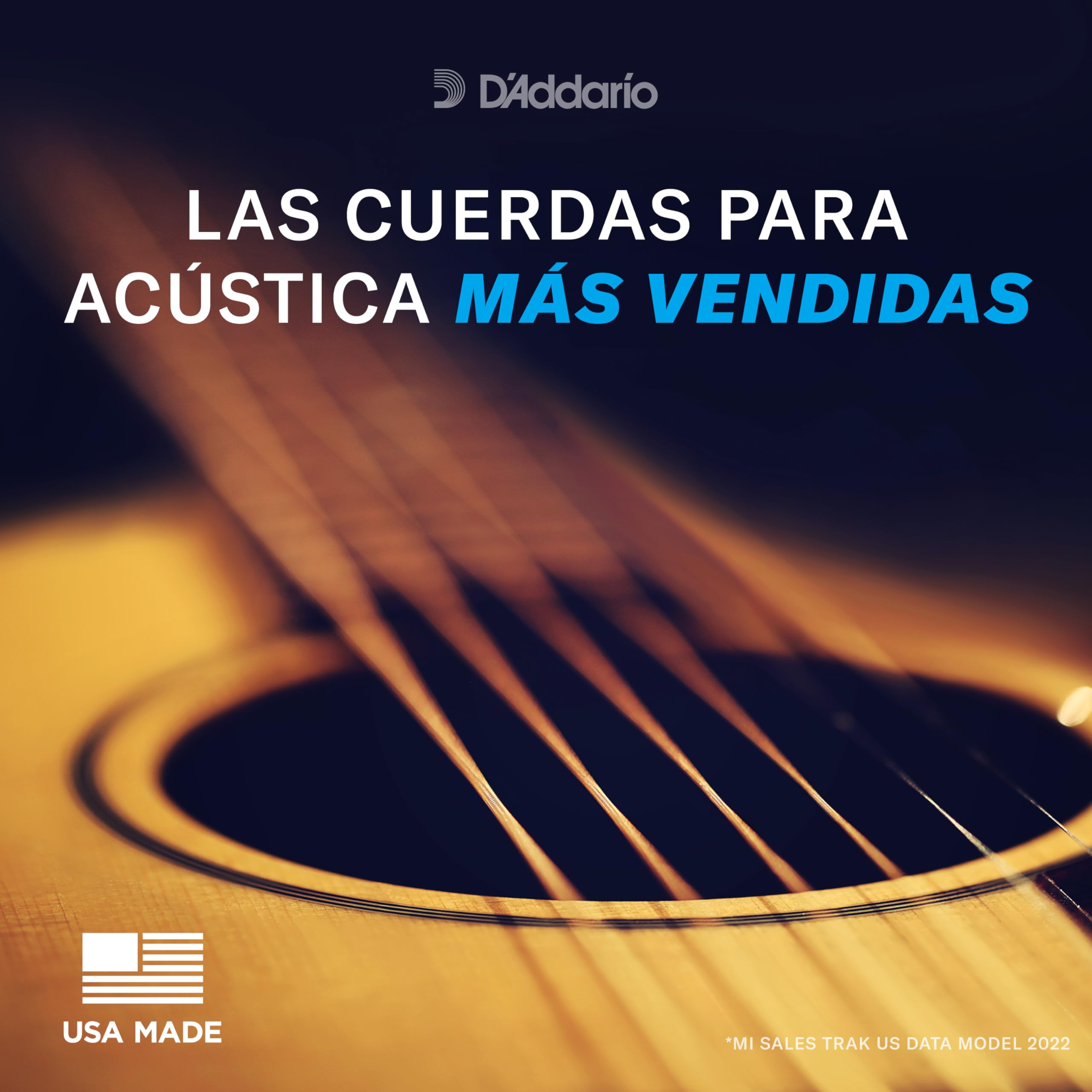 D'Addario Guitar Strings - Acoustic Guitar Strings - Flat Tops Phosphor Bronze - For 6 String Guitar - Warm, Semi-Bright Tone - EFT16 - Light, 12-53