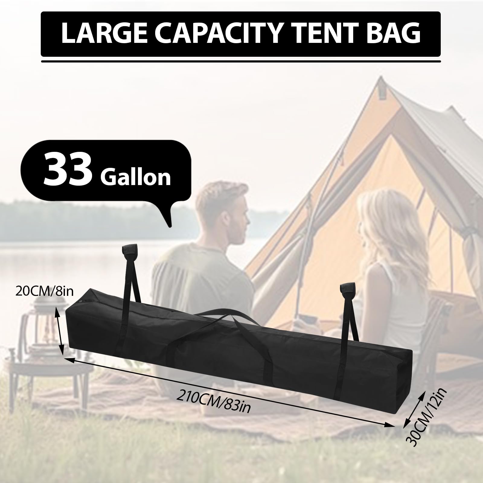 Bolsa para caña, bolsa de almacenamiento para poste de tienda de campaña, bolsa de tela Oxford impermeable, contenedor de caña de gran tamaño, organizador de gran capacidad, bolsa larga