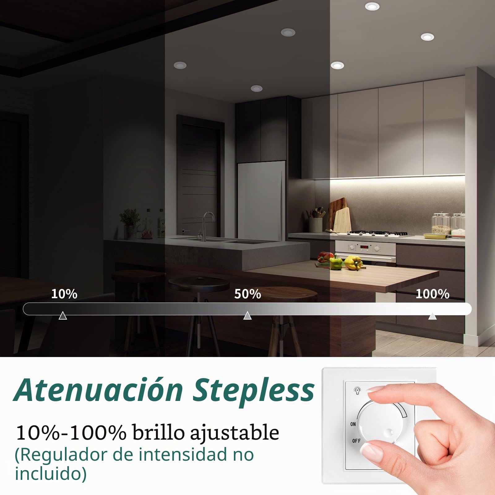 Foco LED Empotrable 230 V Regulable IP44 3CCT Orientable 45° 6PCS Blanco | KYOTECH 5W 550LM Downlight Techo Empotrable LED de 30mm Ultraplanos 68-75mm 3000K 4000K 6500K para Baño Salón