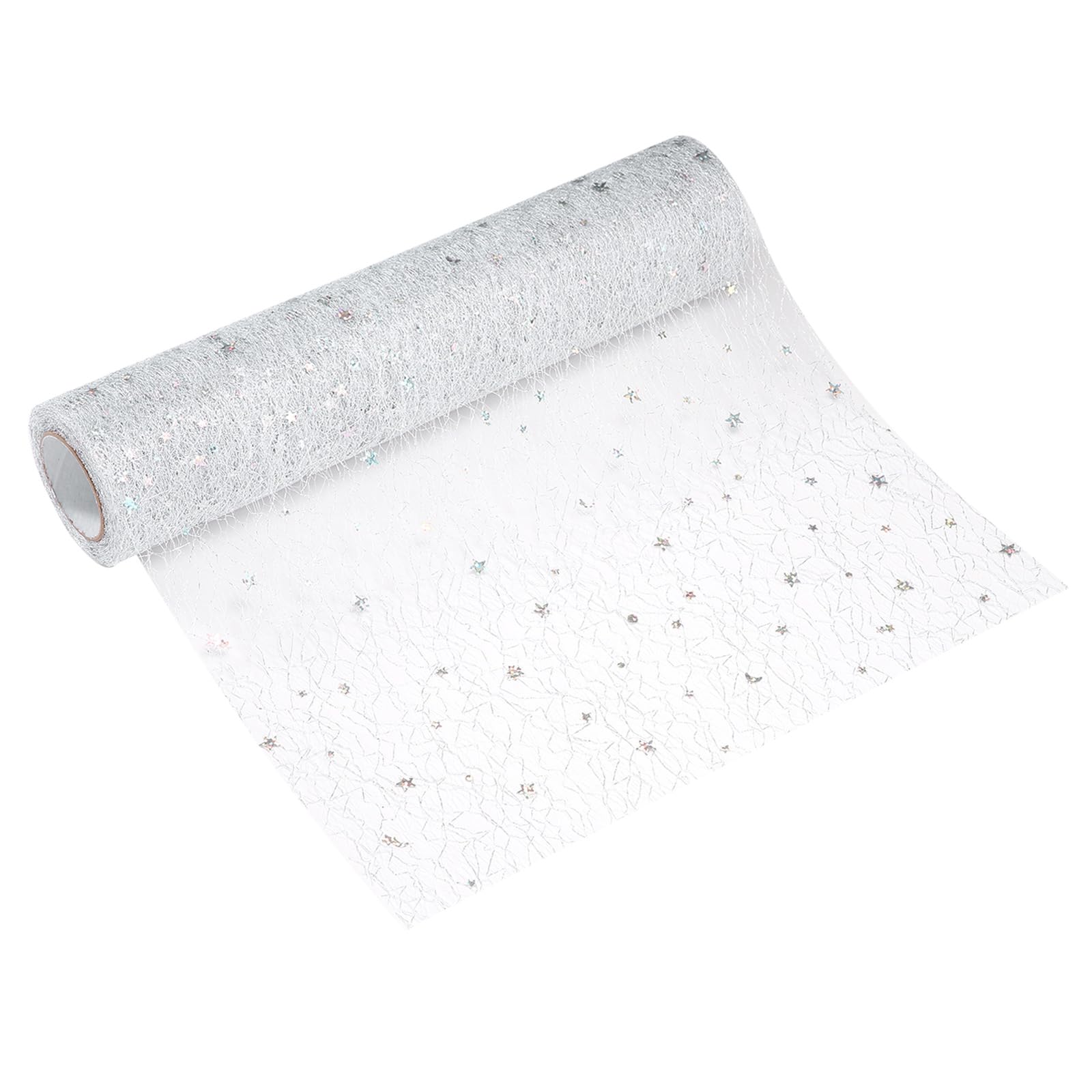 Chemin de table argenté anti-effilochage en maille métallique 14m