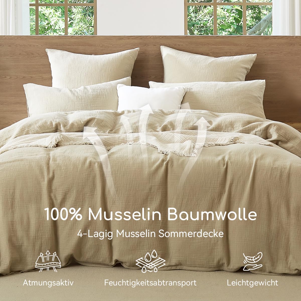 Lanqinglv Doppelte Musselin Bettwäsche 135x200 Baumwolle – Bild 3