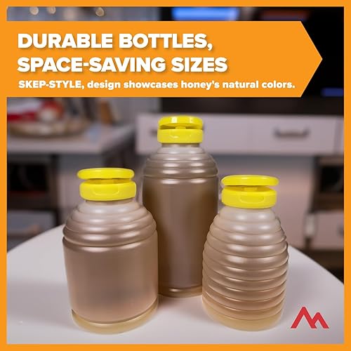 Miniatura 4 de Pinnacle Mercantile Botellas recargables de plástico de polietileno de alta densidad para miel, fácil de apretar, a prueba de fugas, sin BPA y