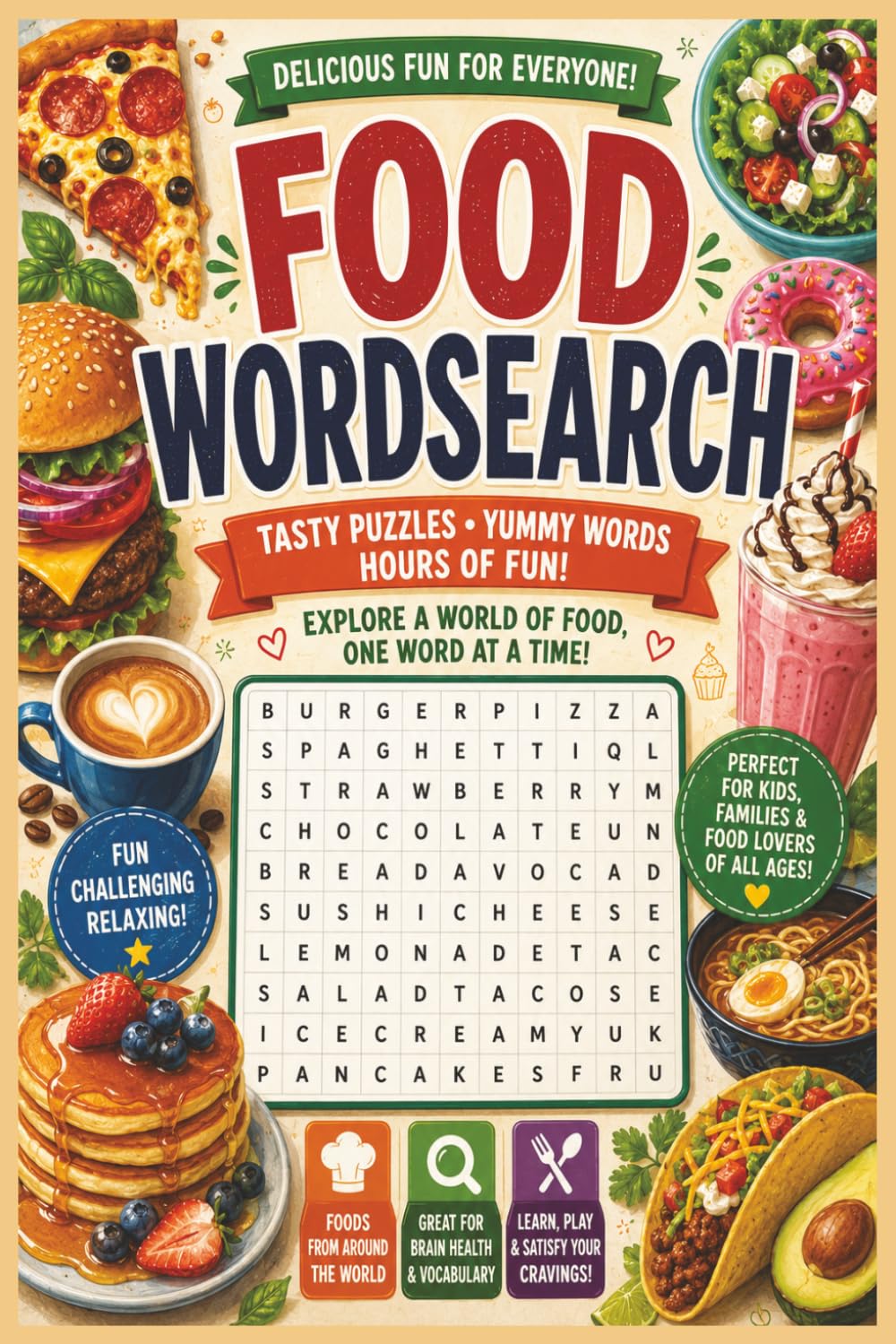 Food Wordsearch: Food Wordsearch Puzzlebook: For Teens, Adults and Seniors 6x9 Inches with 120 Pages | Challenge Your Brain with Food themed Puzzles