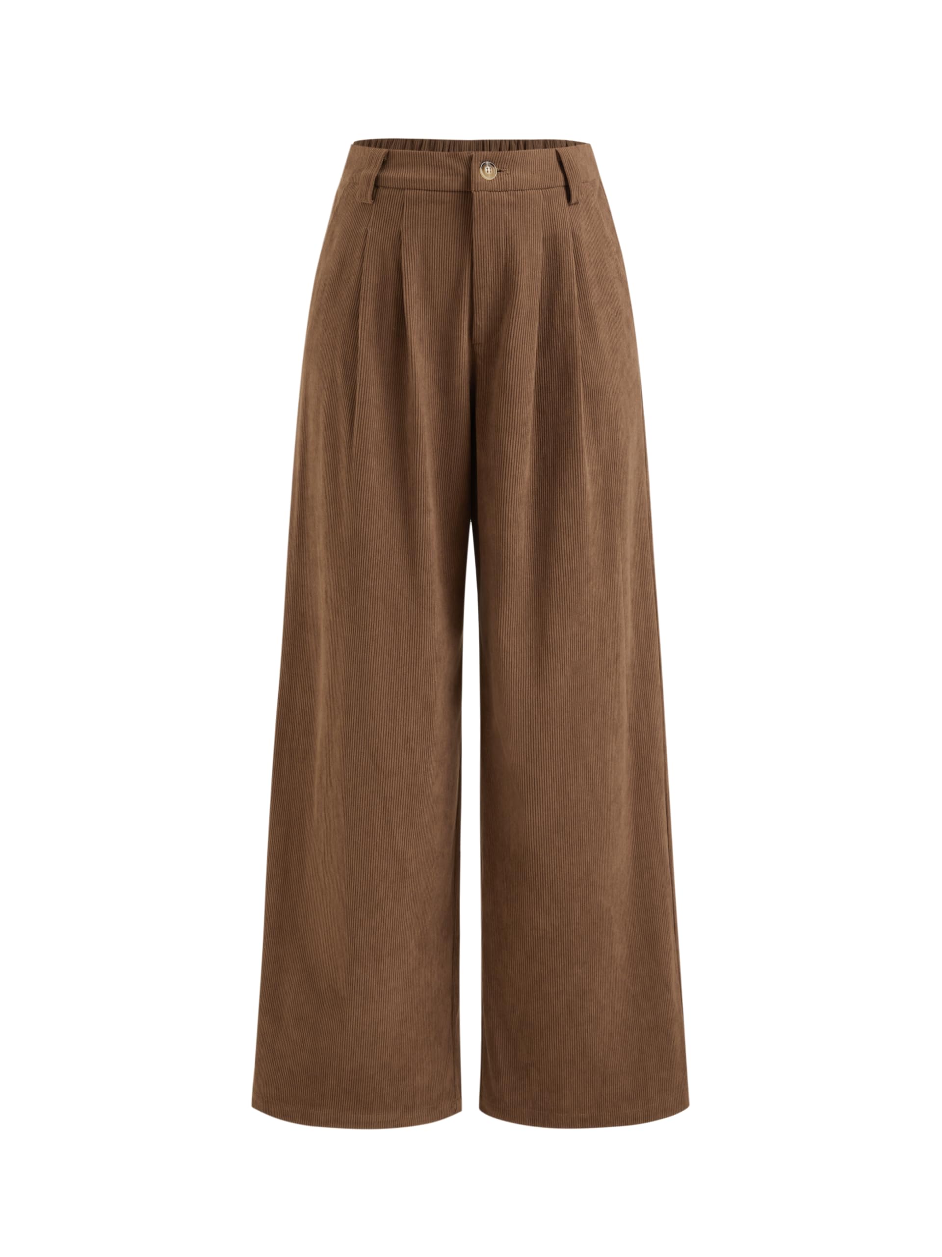 CIDER Womens Wide Leg Pants Corduroy Elastic Waist Bottom Up Pants with Pockets Trendy Casual Trousers
