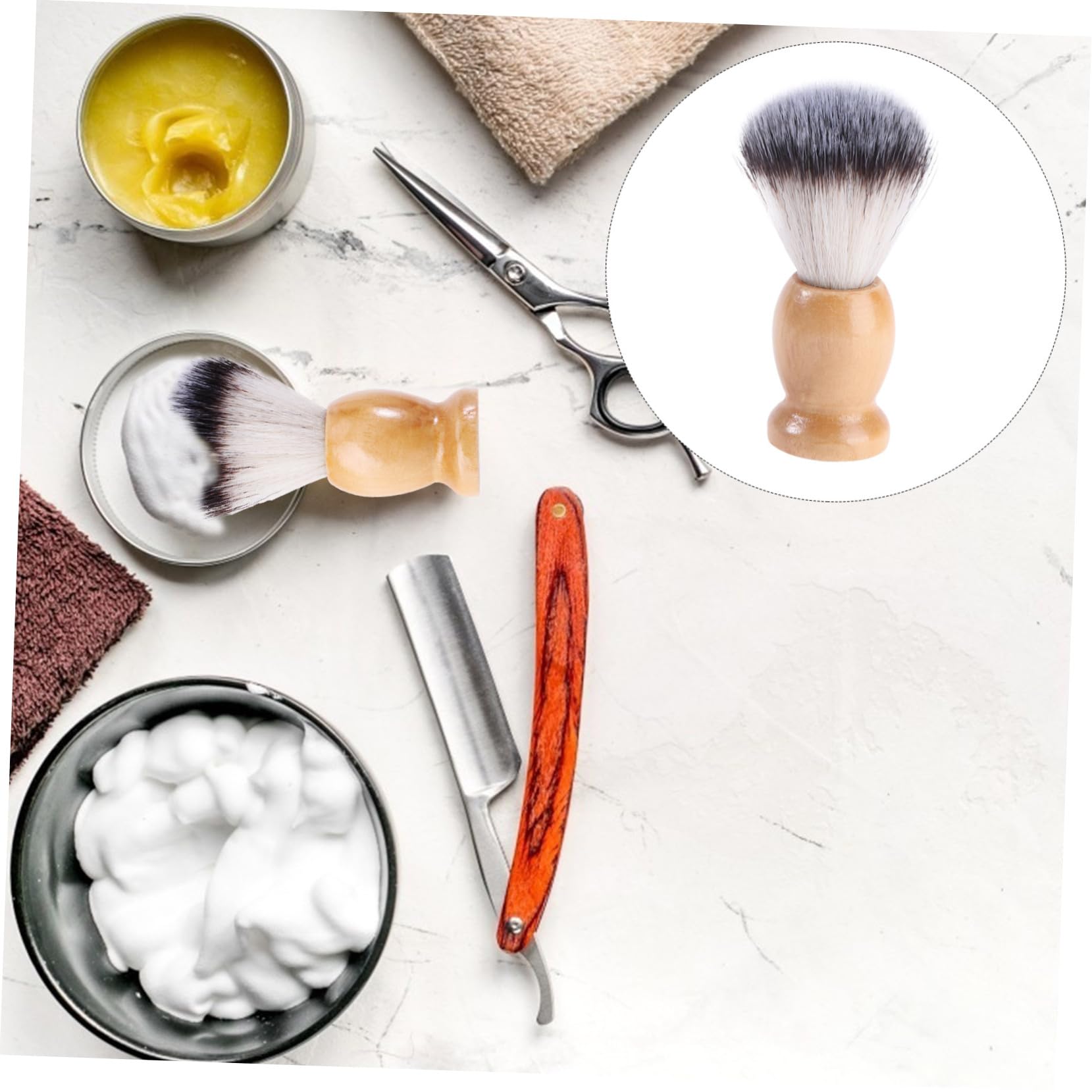 Beatifufu Beard Brush for Men Boar Bristles Synthetic Nylon Wet/dry Shaving Care Gentle Skin Massage Travel Size