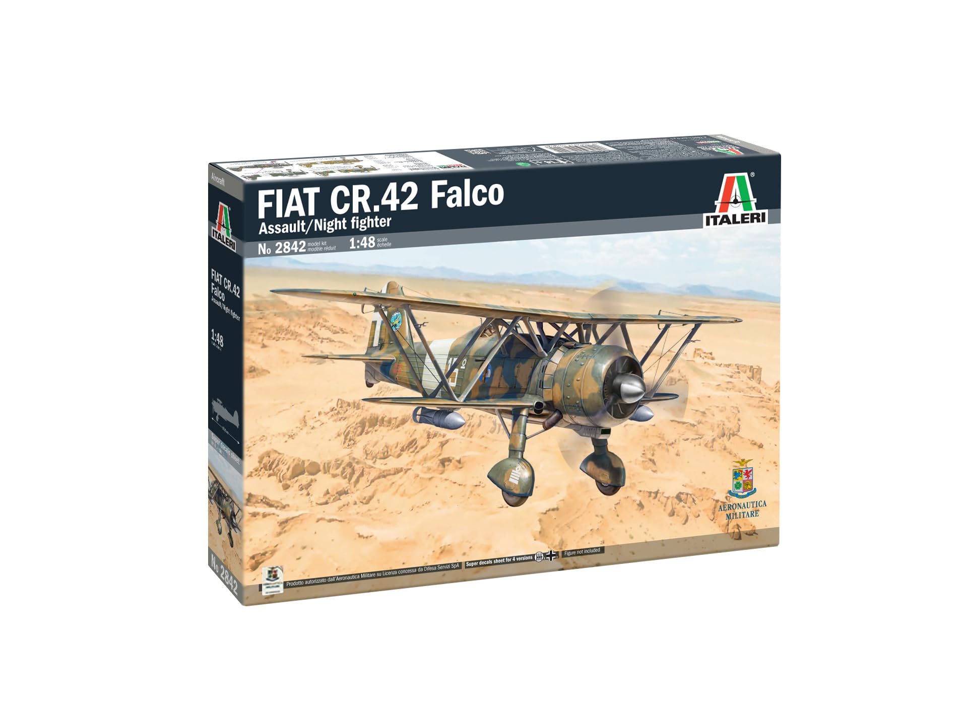 ITALERI IT2842 1/48 WW2 FIAT CR.42 Falco Attack Plane/Night Fighter Model Plastic Model