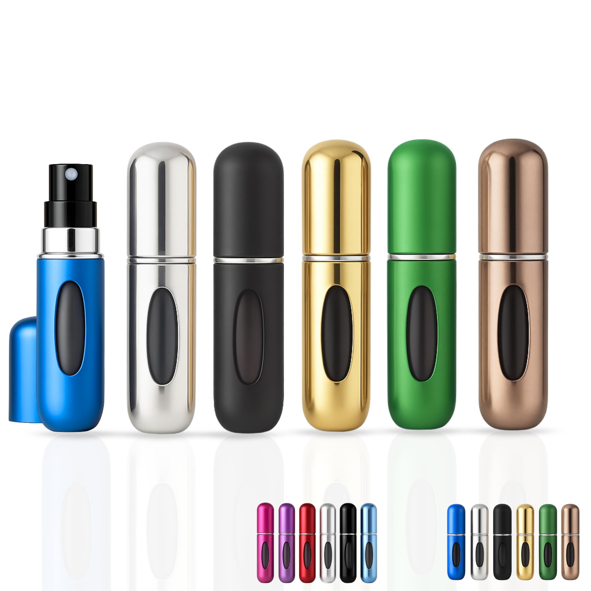 YUME 6 pezzi 5ml Atomizzatore Profumo Ricaricabile | Porta Profumo da Borsetta da Viaggio | Anti-Perdita, Ricaricabile, con Finestra di Visualizzazione