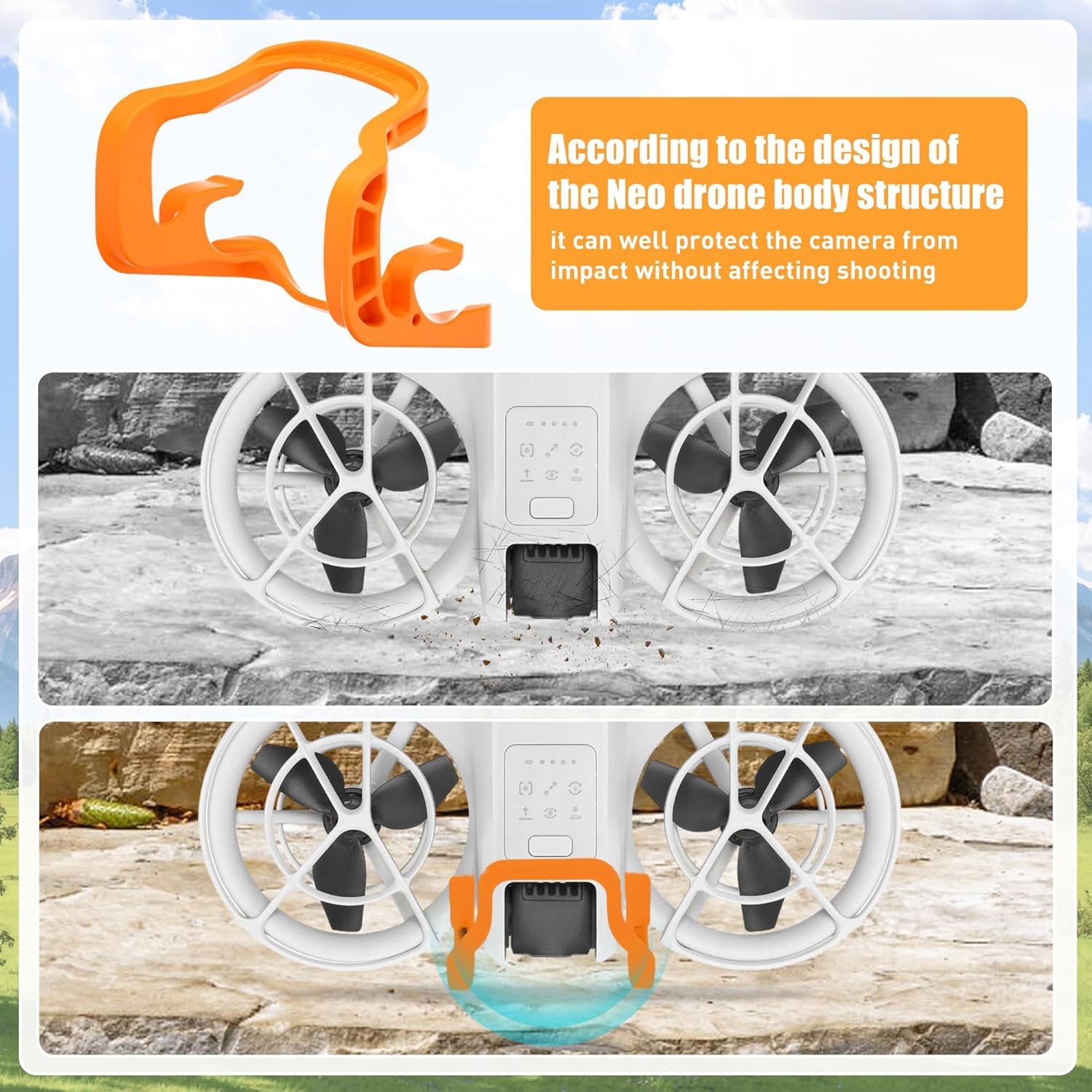 Gimbal Bumper Guard Para DJI Neo – Protector Anticolisiones En U, ABS, Ultraligero (Naranja)