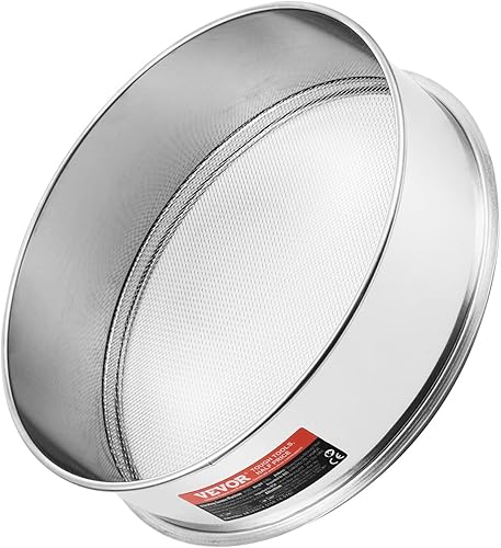 Miniatura 10 de VEVOR Tamiz de harina, tamiz de malla 12, filtro de malla fina de grado alimenticio de acero inoxidable 304, diámetro de 12.6 pulgadas para hornear,