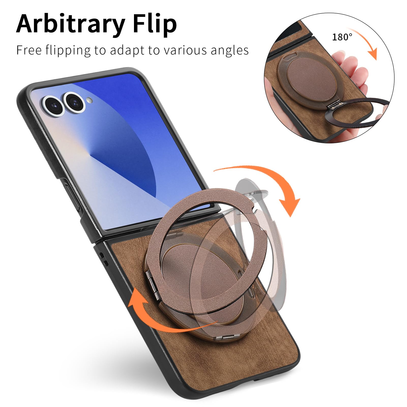 Magnetica Custodia per Samsung Galaxy Z Flip 8, Rotabile Anello Supporto