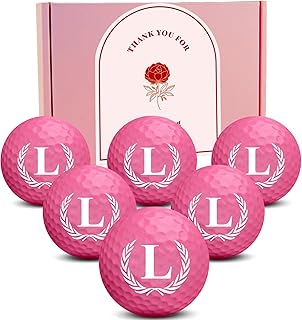 6 Pack Personalized Golf Balls with Initial, Pink Golf Gifts for Women, Unique Initial on Pink Golf Balls, Customized Gift for Golfers, Mom, Dad, Lovers, Grandpa and Grandma