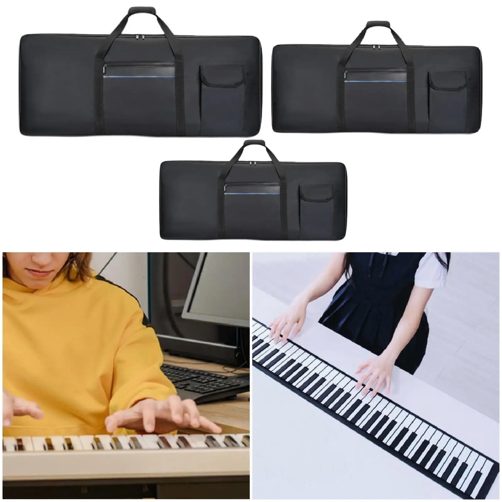 Custodia for tastiera a 61 tasti imbottita con cinghie for zaino for trasporto for pianoforte elettronico for concerti Music Studio Tour School per Tastiera(S)