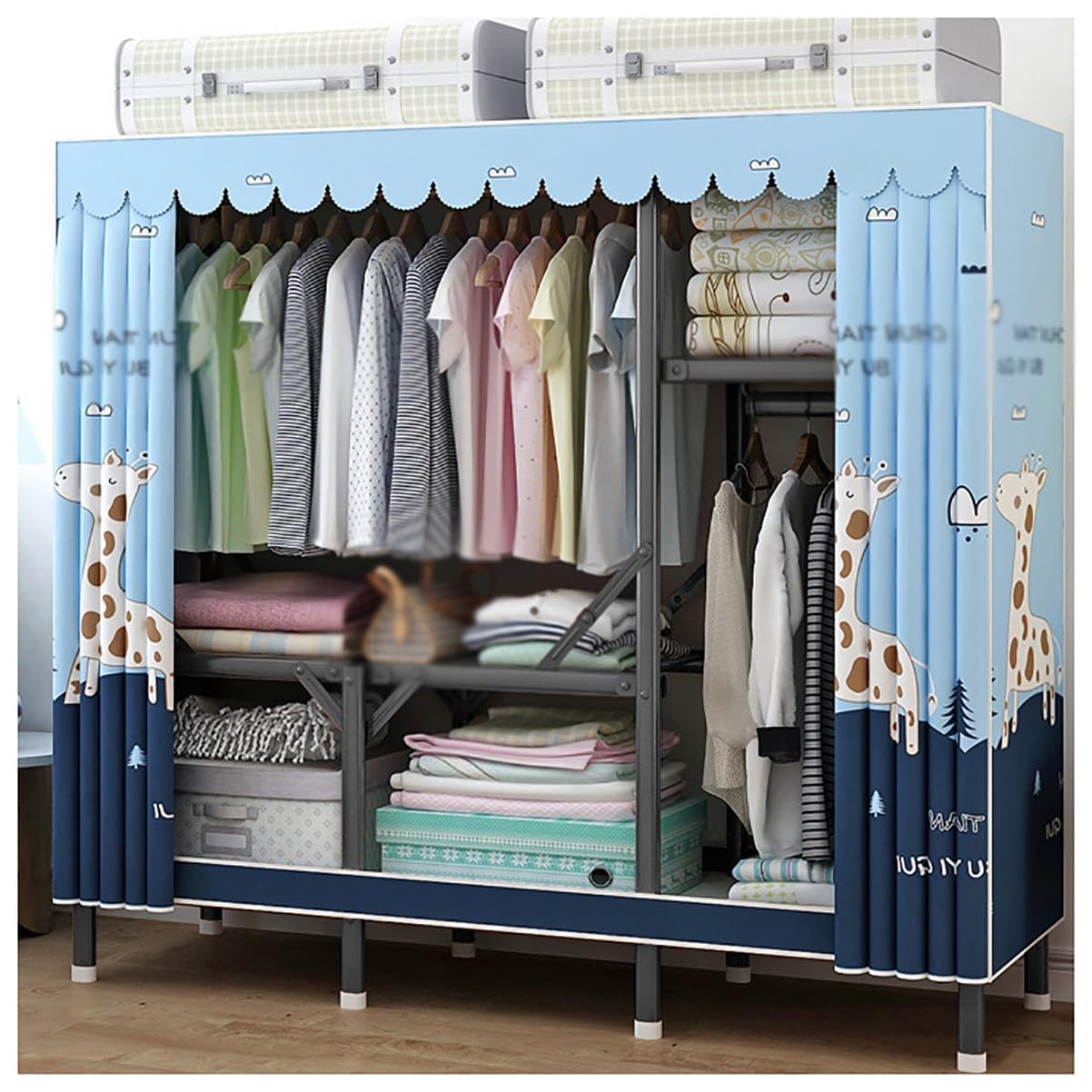 Rangement pour porte-vêtements en métal housse tissu grande capacité