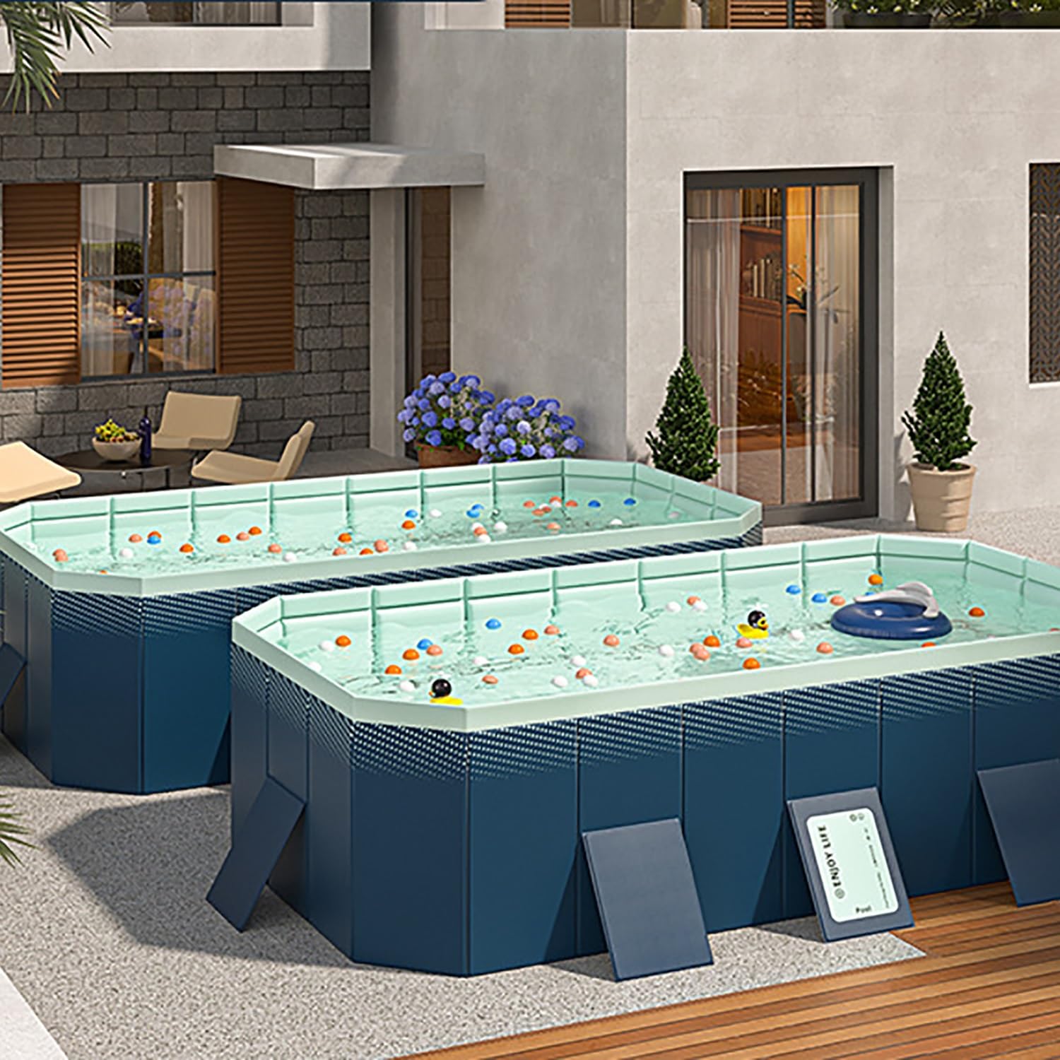 Piscine Portable et Pliable, Rectangulaire Épaissie de Grande Taille pour le Jardin, l'Arrière-Cour, l'Extérieur (1.6/1.85/2.1/2.6/3/4m)(Size:4m)