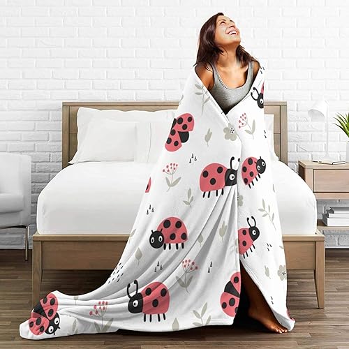 Miniatura 7 de Manta de mariquita linda de mariquita súper suave y cálida para sofá, dormitorio, sofá, oficina, automóvil, para todas las estaciones, acogedora