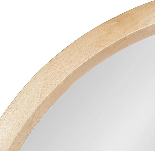 Miniatura 10 de Kate and Laurel Pao Midcentury - Espejo de pared redondo moderno de madera de 28 pulgadas de diámetro, nogal, espejo circular decorativo con acabado