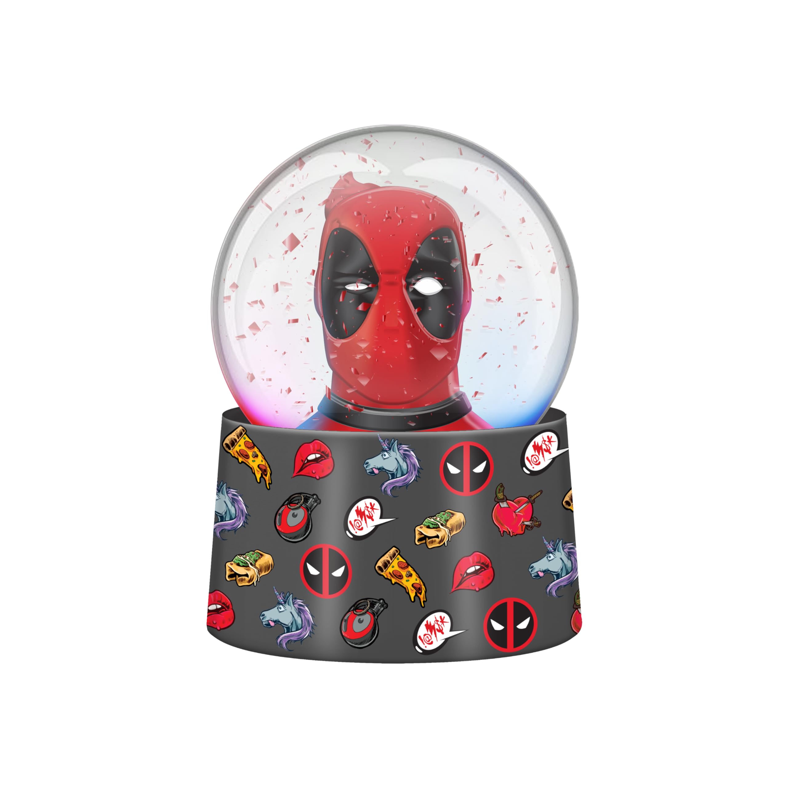 Silver Buffalo Marvel Deadpool Icon Boxed 45mm Light Up Snow Globe