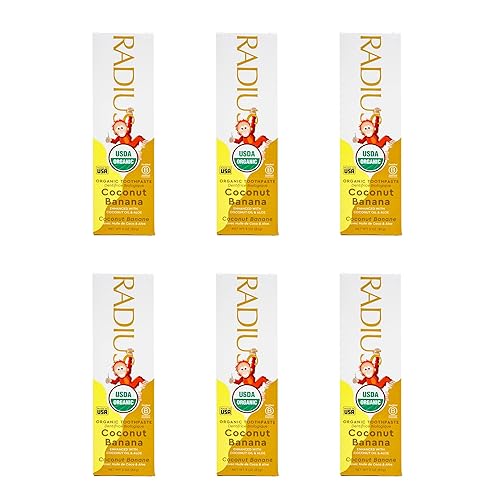 RADIUS USDA - Pasta de dientes orgánica para niños, 3 onzas, no tóxica, sin químicos, sin gluten, diseñada para mejorar la salud de las encías para