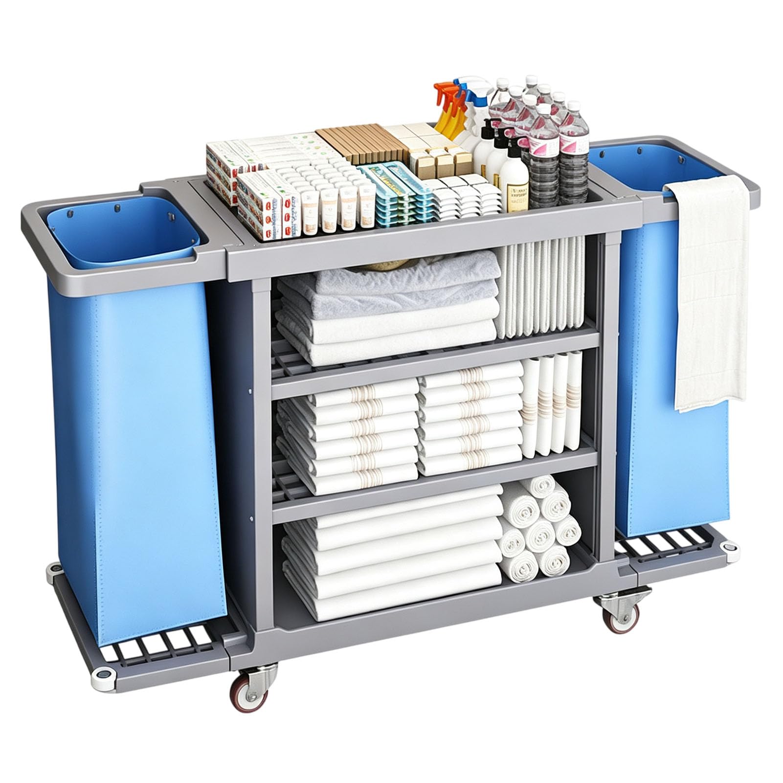 Vttui Hotel Linen Cart, Commercial Cleaning Trolley