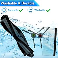 Set de accesorii EATBALE pentru aspirator robot Ecovacs Deebot OZMO U2 DGN22 U2 Pro Yeedi K650 1 perie cilindrică 4 filtre HEPA 8 perii laterale 1 perie de curățare 13 6