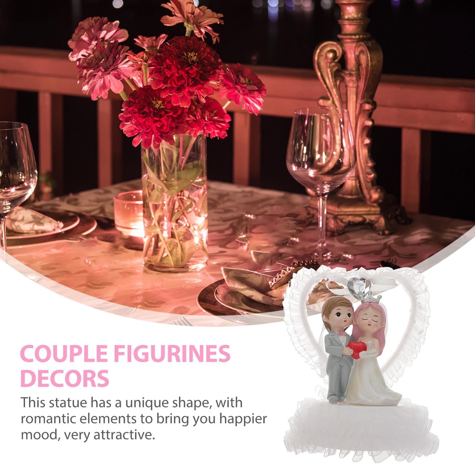 Brautpaar Figur für Hochzeitstorte, Mehrlagig, aus Kunststoff, Weiß | Romantischer Stil, Tragbar und Leicht zu Reinigen, für Jubiläen und Studium