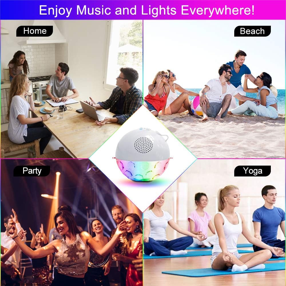 Product Deal Bluetooth Portable Speaker with RGBW Lights,IPX7 Waterproof Speakers with Dual Drivers,Rich Bass,50ft Bluetooth Range,Built-in Mic,Portable Wireless Speaker for Home Outdoor Pool Hot Tub Shower Travel