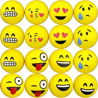 Bouncy Balls Bulk -Stress Relief Emoji Toys For Kids - 25, 50 or 100pcs Packs of Large Bouncy Ball 45mm - Birthday Party Favors - Assorted Bouncy Balls With Storage Bag - Super Bouncy Balls Gift Bag Filler