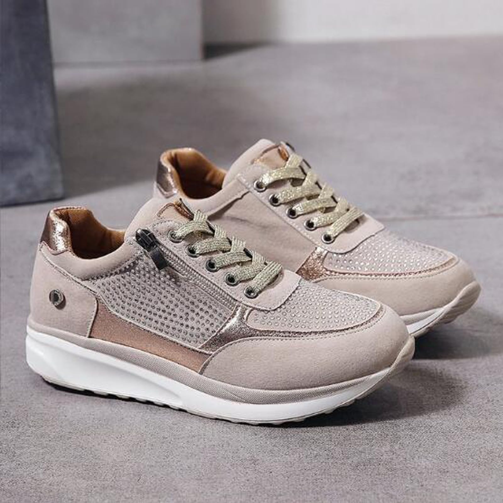 Baskets Orthopédiques avec Fermeture éclair, Baskets Décontractées avec Soutien De La Voûte Plantaire pour Femme, Chaussures De Tennis Confortables à Enfiler