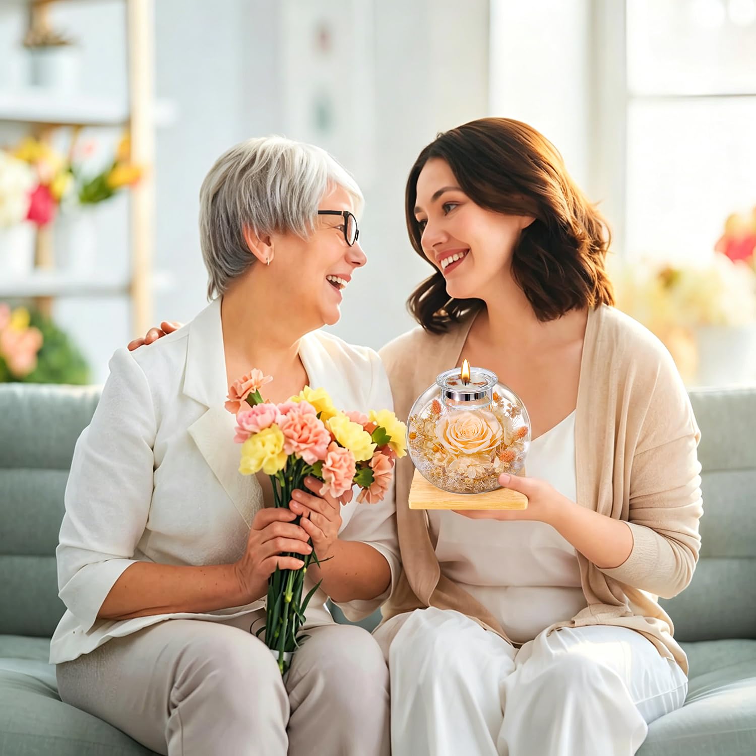 Konservierte Rose mit Duftkerzen Geburtstagsgeschenke für Frauen