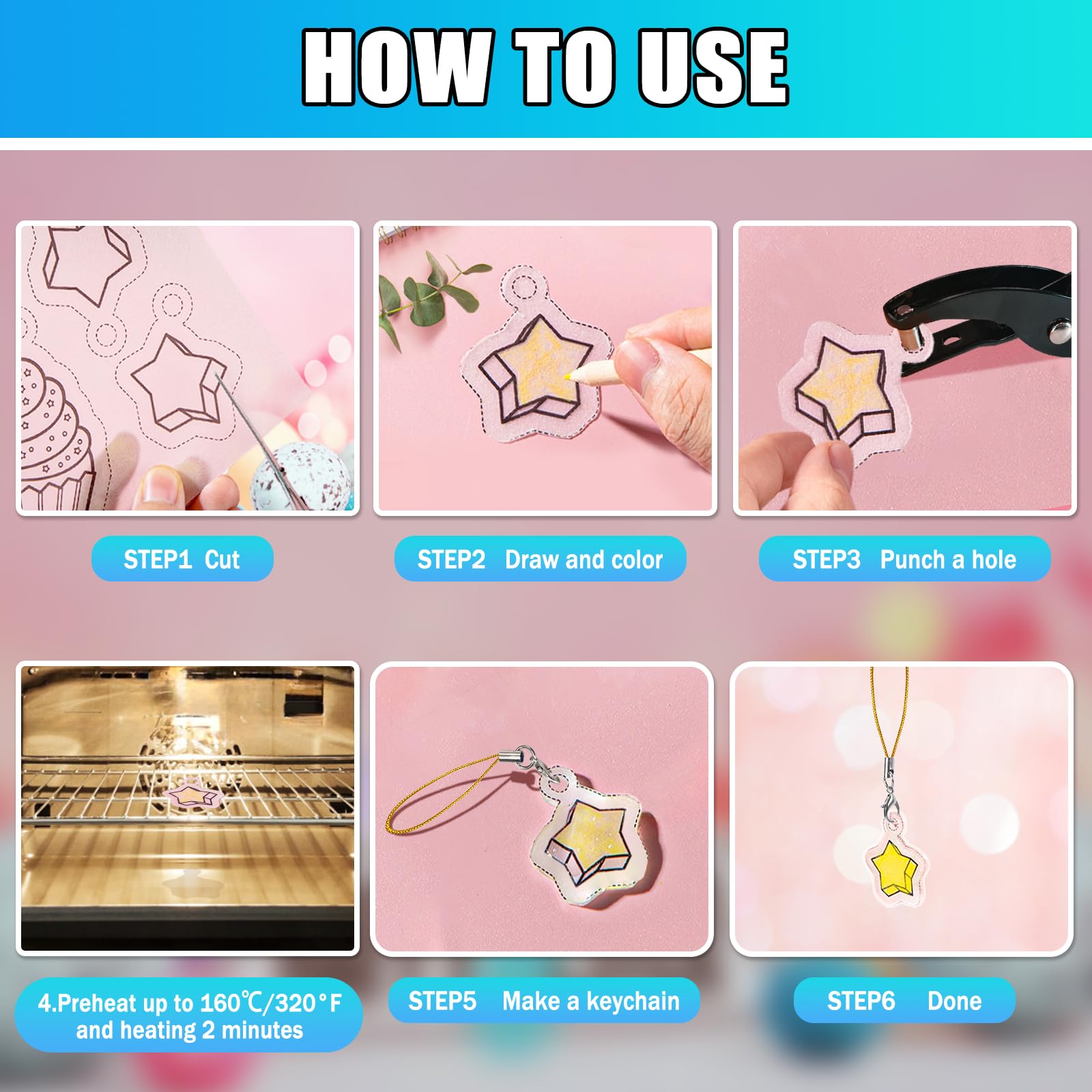 Kit Plastica Termoretraibile Draupnir 165 Pezzi - Fogli Vuoti Con Portachiavi E Accessori Per DIY