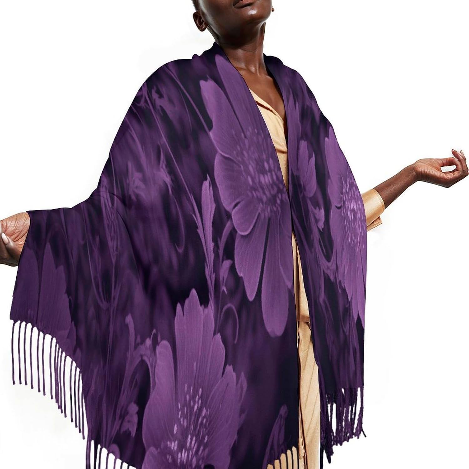 Purple Scarf for Women Men Soft Warm Fashion Blanket Scarves Classic Cashmere Feel Scarf Long Shawl Large Scarves Cold Weather Thick Blanket Scarfs