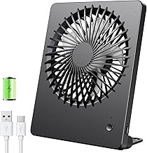 TriPole 2000mAh Rechargeable Desk Fan, Portable USB Fan Last Up to 5-16H, Battery Operated Ultra Quiet Small Table Fans, Head Adjustable for Office, Bedroom, Camping, Travel Cooling