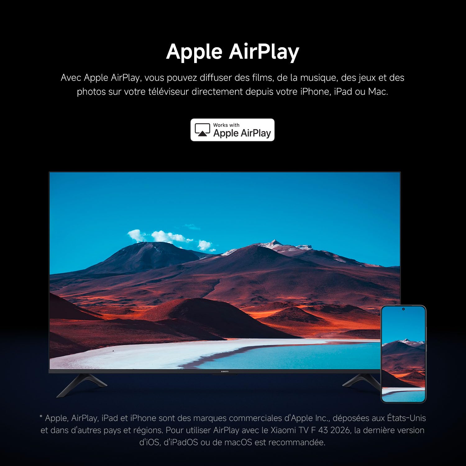 XIAOMI TV F 43, 109 cm (43 Pouces), 4K UHD, Smart TV, Fire OS8, Contrôle Vocal Alexa, HDR10, MEMC, 2Go+32Go, Compatible avec Apple AirPlay