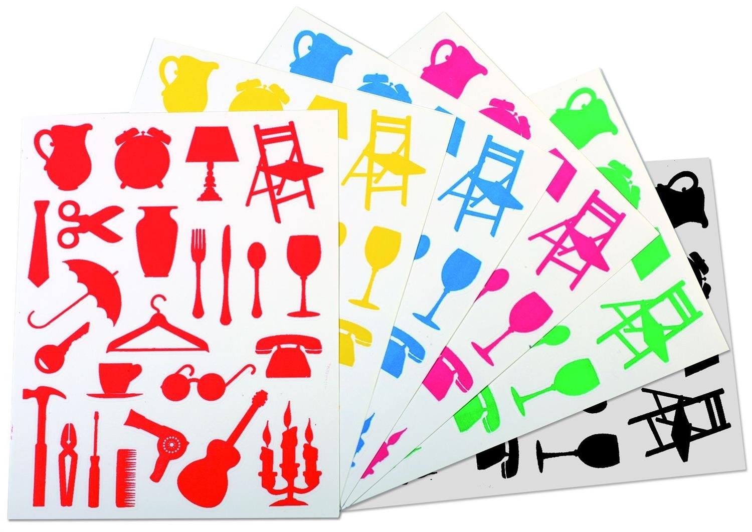 APLI 10117 288 Home Stickers 6 Colours Yellow Blue Black Red Pink Green, Black, Blue, Green