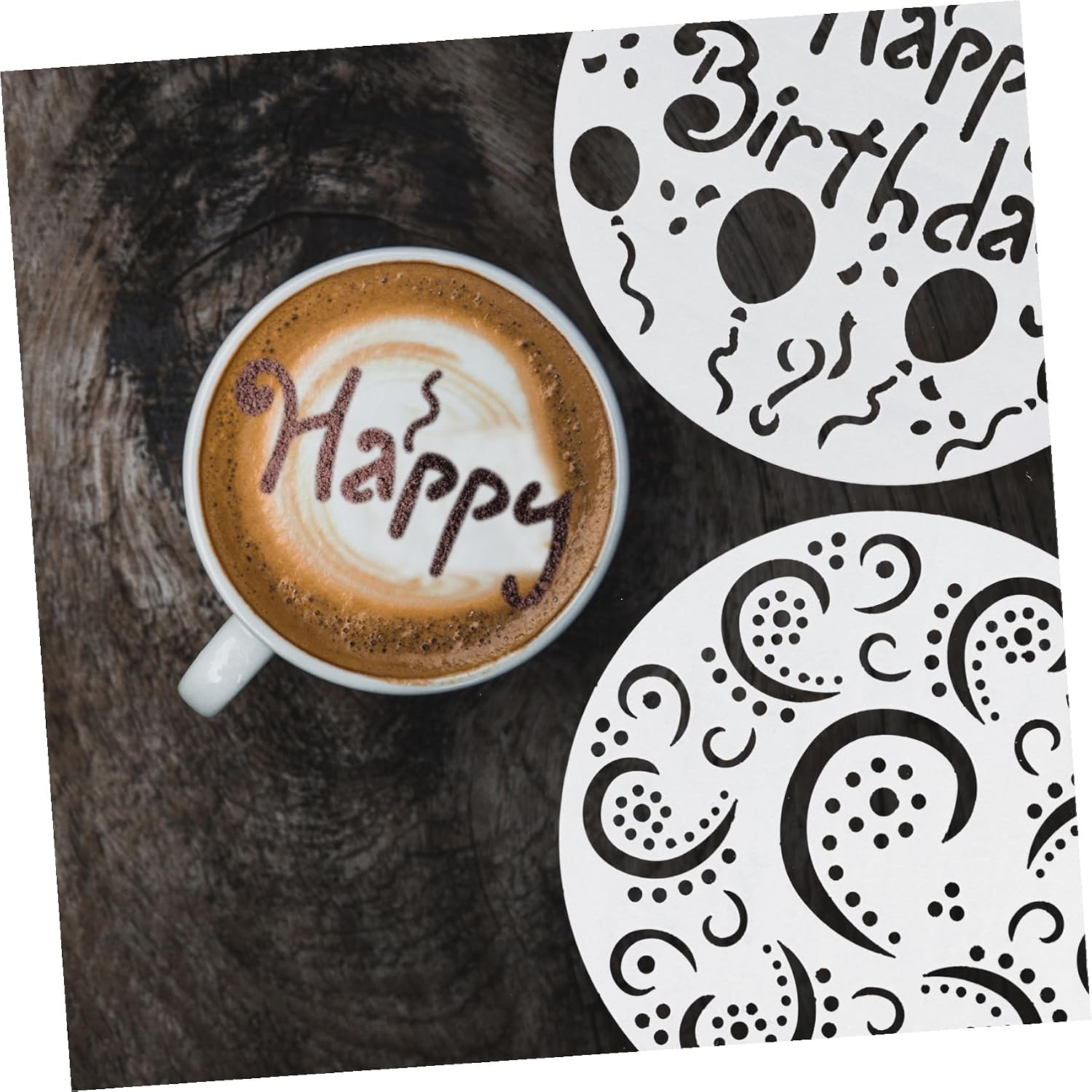 8pcs Hollow Cake Stencils Coffee Latte Art Templates Dessert Decorating Tools for Baking and Coffee Foam Spray