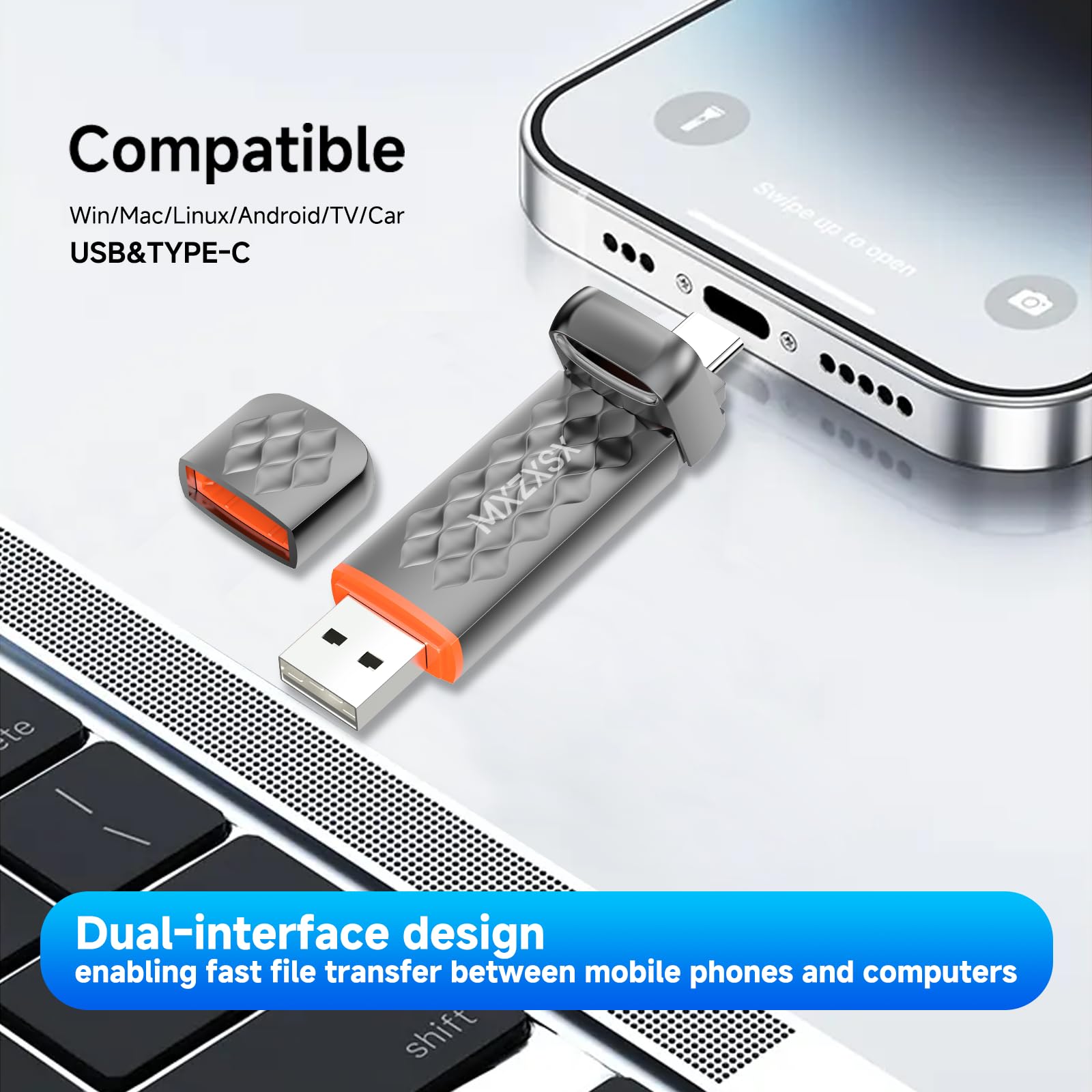 Zewnętrzny napęd na kciuk SSD, 950 GB, do 550 MB/s, USB 3.2 + typ C, do iPhone 15/16/PS4/telefonów komórkowych/tabletów/Windows/Mac, obudowa ze stopu cynku
