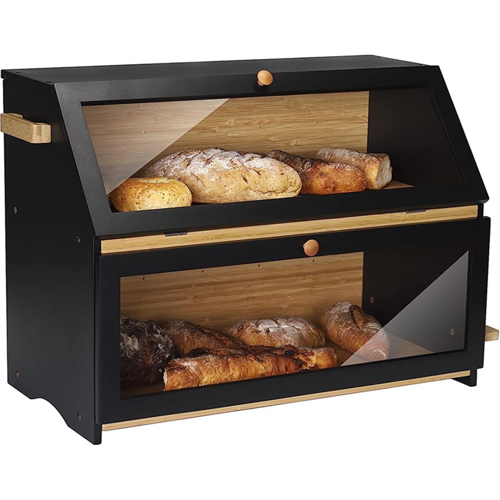 TLMDXTEU Bread Box Double Organiser Kitchen Bread Storage Box for Kitchen Counter