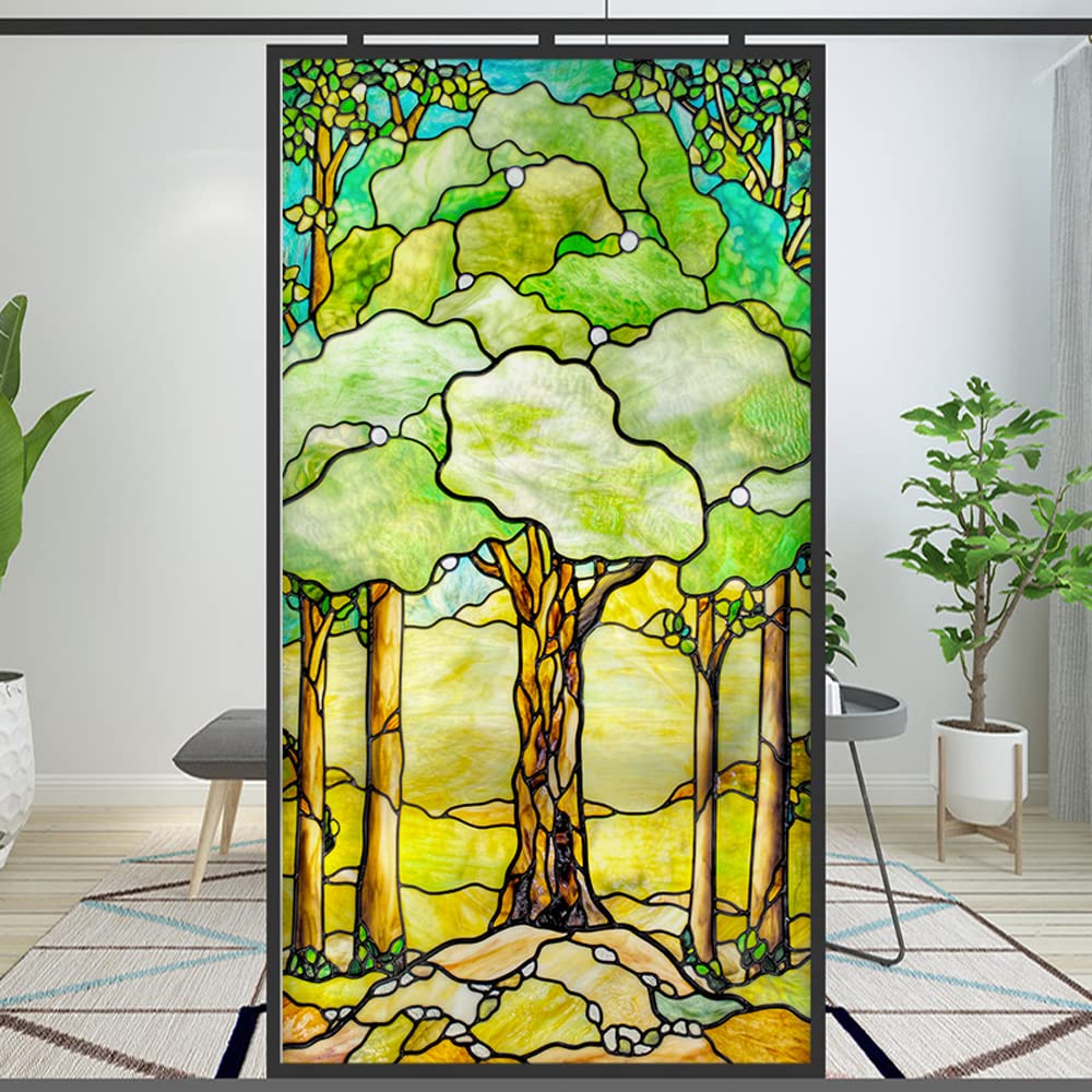 Privacy Windows Film European Church Style Stained Glass Static Cling Decorative Frosted Window Stickers (Pattern 7,19.7"x31.5"(50x80cm)) — image 1
