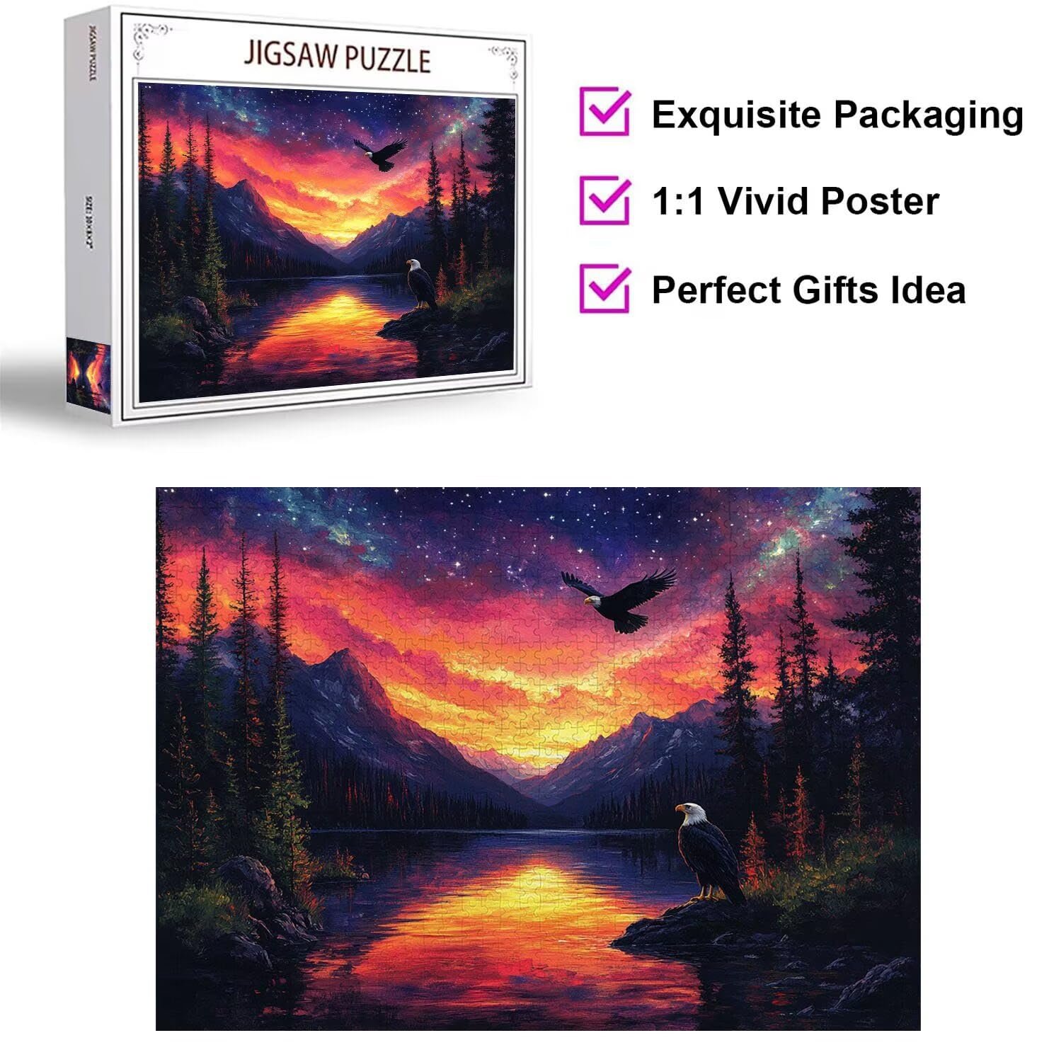 1500 sztuk puzzli dla dorosłych ptaków, wymagające gry logiczne, n-613 | Puzzle dla dorosłych, gwiaździste niebo, litery z tyłu, ciasne dopasowanie puzzli, zajęcia rodzinne, wystrój domu