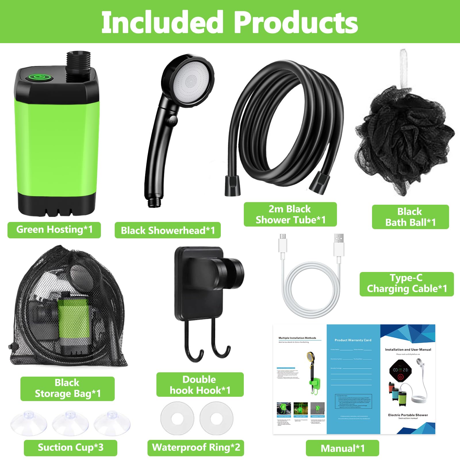 Douche Camping Portable,Douche de Camping avec Batterie Rechargeable6000mAh Pompe,Douche Extérieure avec Affichage numérique Intelligent de la température,Douche Portable pour Plage,Randonnée