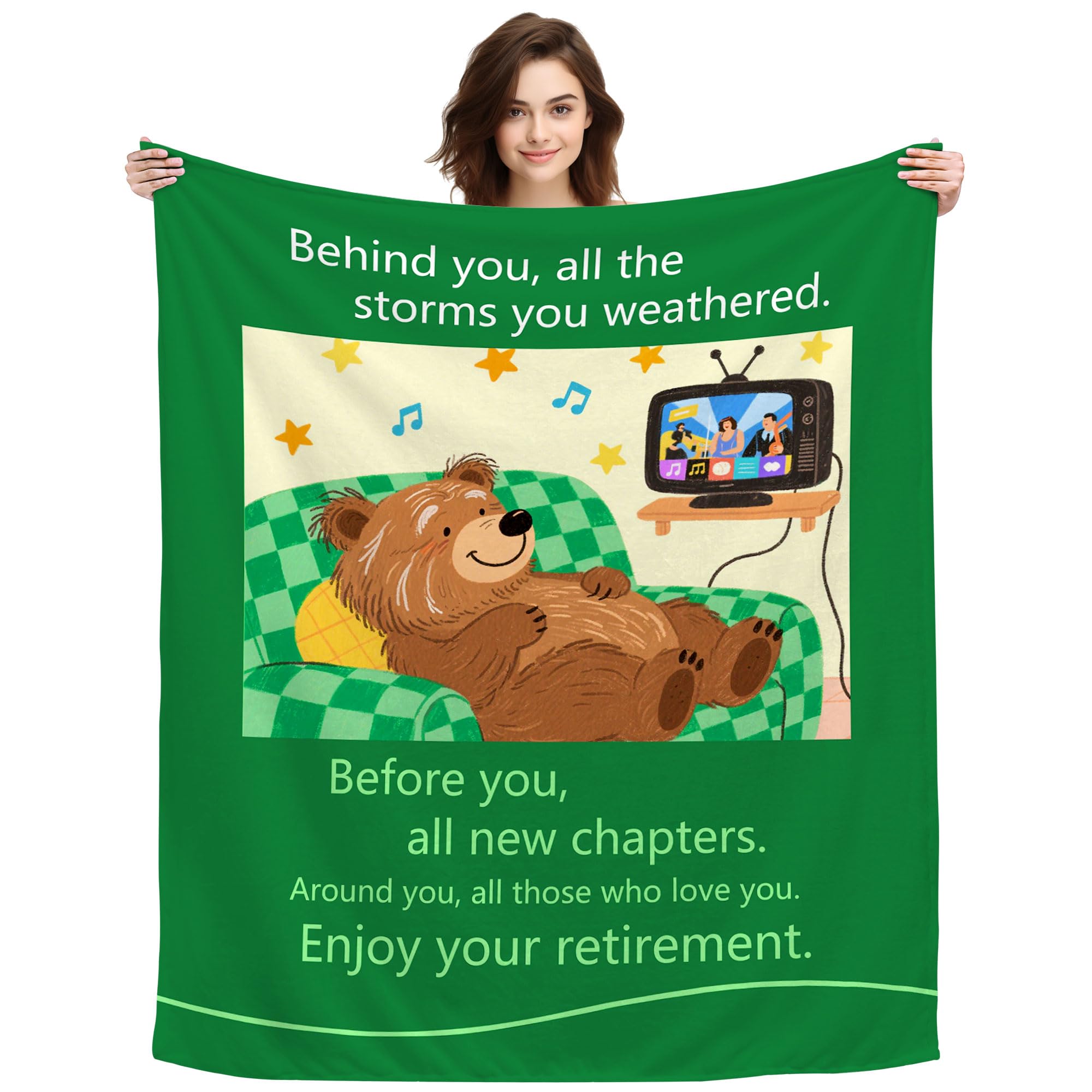 ACAROMAY Retirement Gift for Women Men Throw Blanket Funny Farewell Gift for Colleague Coworker Work Bestie Retired Presents Ideas Retirement Party Decor 150 x 130 cm (Behind you)