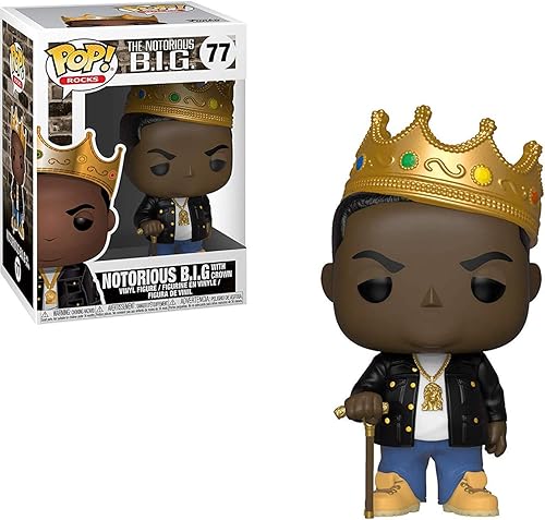 Funko Notorious B.I.G. w/ Crown: Notorious B.I.G. x POP! Figura de vinilo Rocks y 1 Pop! Paquete de protectores gráficos de plástico PET compatible
