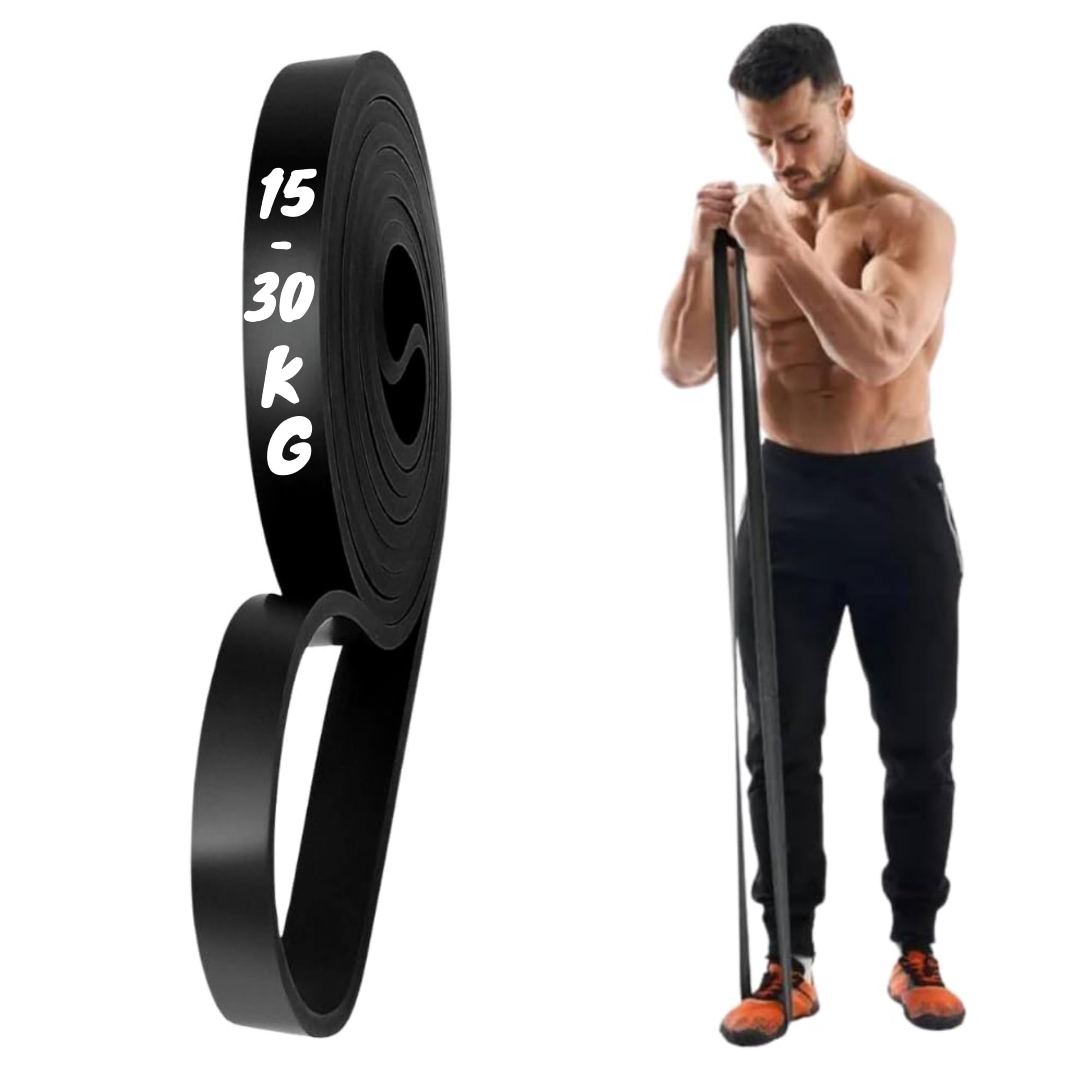 15-30Kg Heavy Resistance Band – Black Natural Rubber for Toning, Pull-Ups, Strength Training & Fitness-image-40