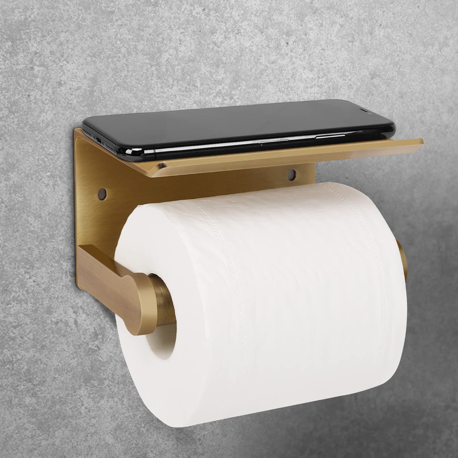 BEBUSINGOTO Porta carta igienica igienico senza foratura, con ripiano per cellulare, doppio