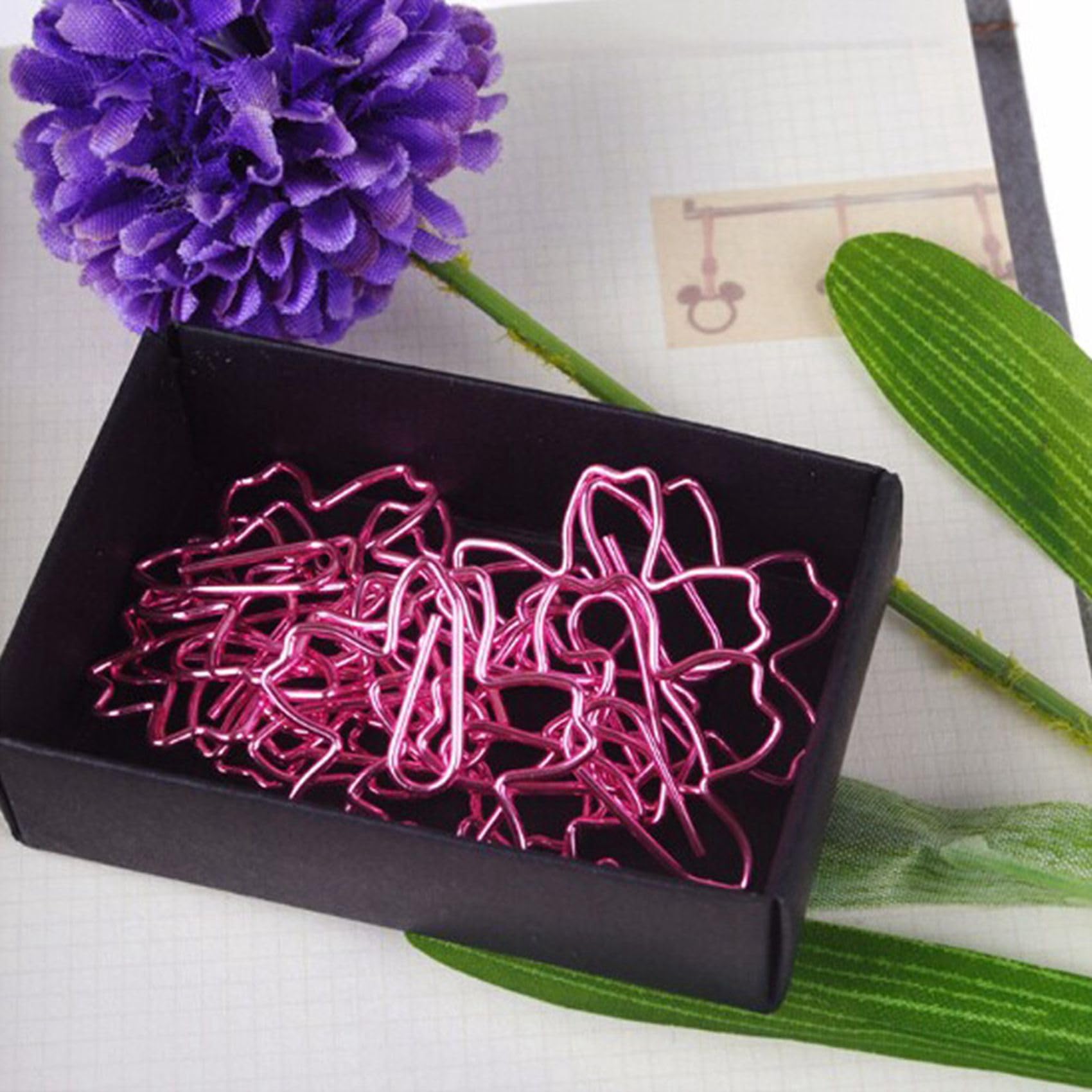 240 Pz/di ALTA QUALITa' Placcati Clip di Carta Rosa Ago di Carta Segnalibro Metallo Memo Clip di Cancelleria Cherry Blossoms Scatola Clips