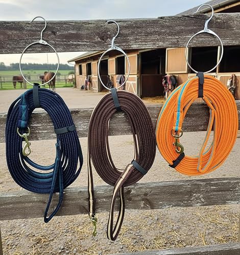 Vista 15 de Correa de rienda acolchada suave para caballos de 27 pies con asa en bucle de clip giratorio (azul marino/vino)