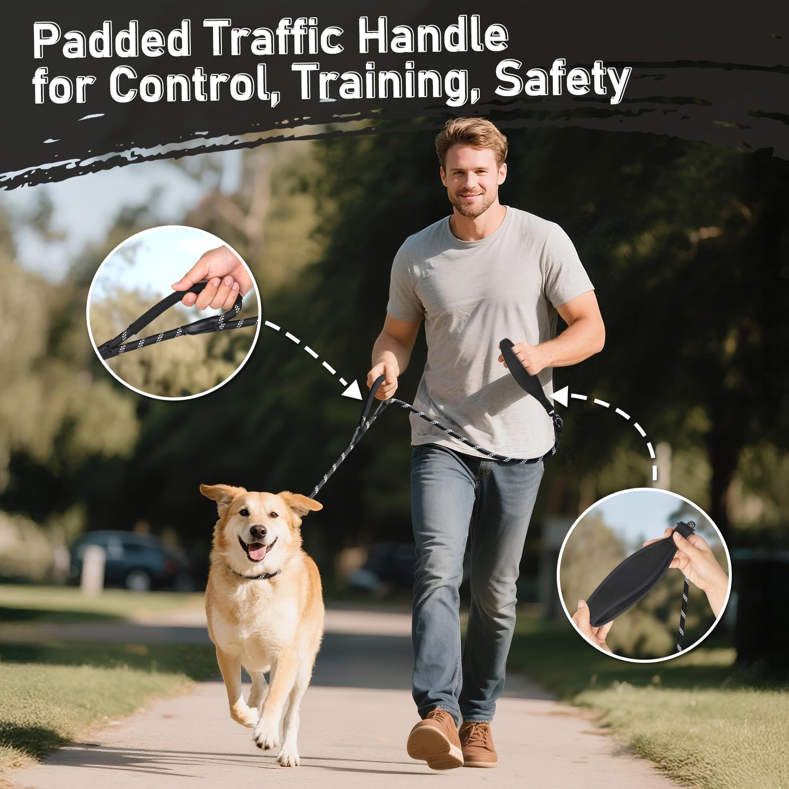 Kdsvakd Slip Lead for Dogs 1.2M/1.5M/1.8M No Pull Training Leash with Double Comfortable Handles and Collar Attachment - Image 4