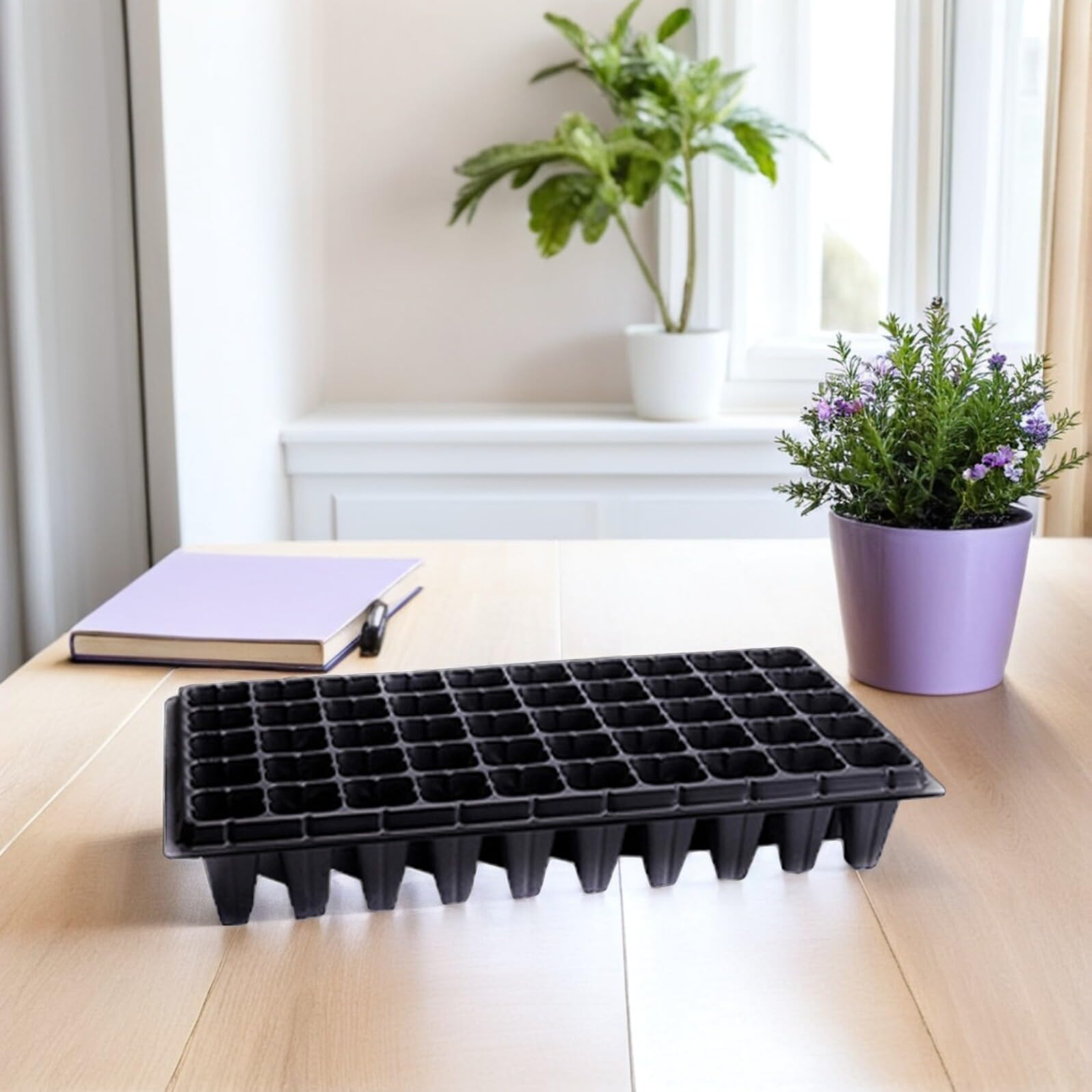 Plateau de Démarrage pour Jardin 10 Pièces 50 Cellules en Plastique Noir