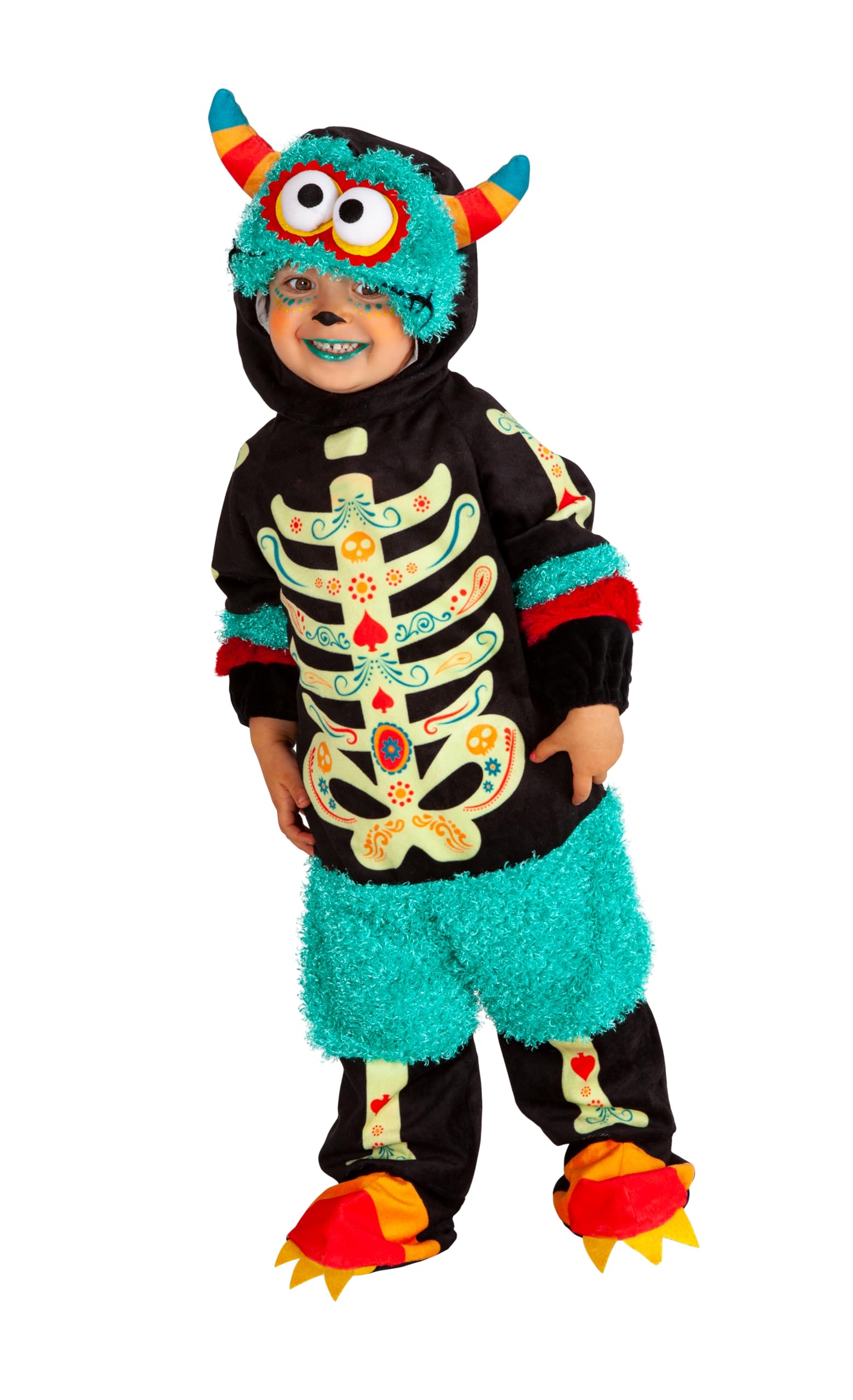Rubies Costume Monster Catrina Per bambini, Tuta e capello con gli occhi finti, Costumi halloween, carnevale e compleanni, Multicolore, Neonato (Toddler) 1-2 anni